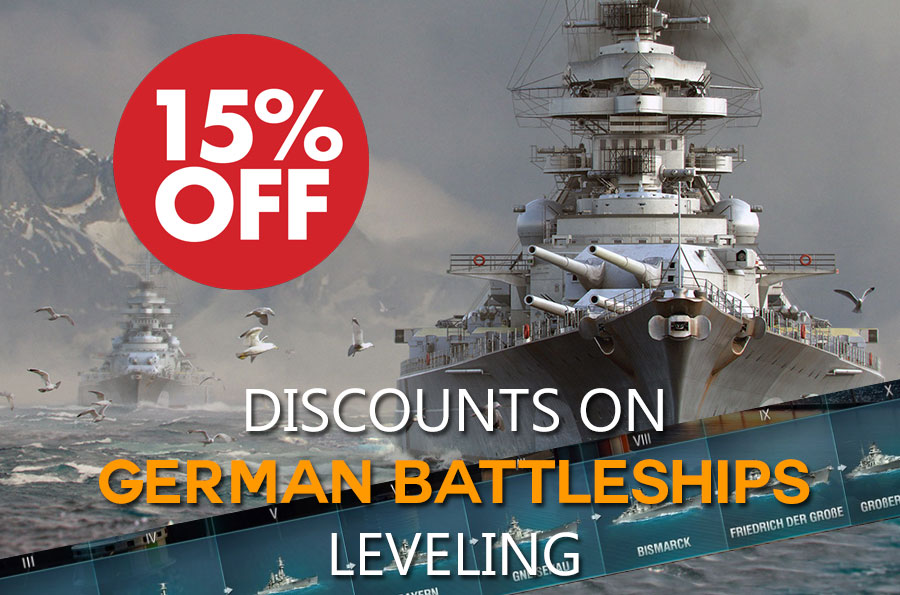 15% OFF on German Battleships leveling!