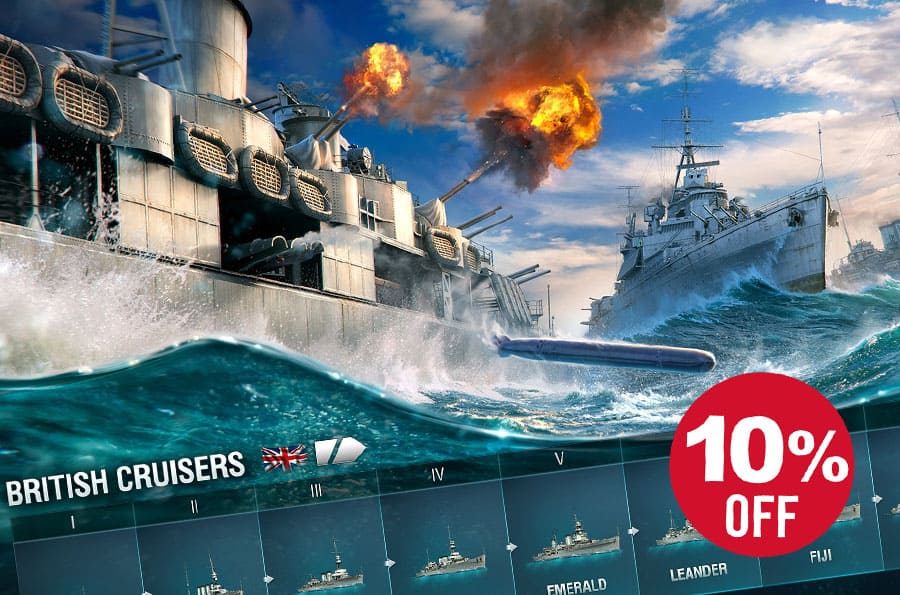 Get 10% Discount on Leveling British Cruisers line!