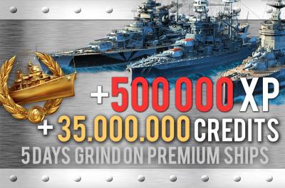 Farmen Sie auf Premium-Schiffe. 500.000 XP + 35.000.000 Credits in in 5 Tagen